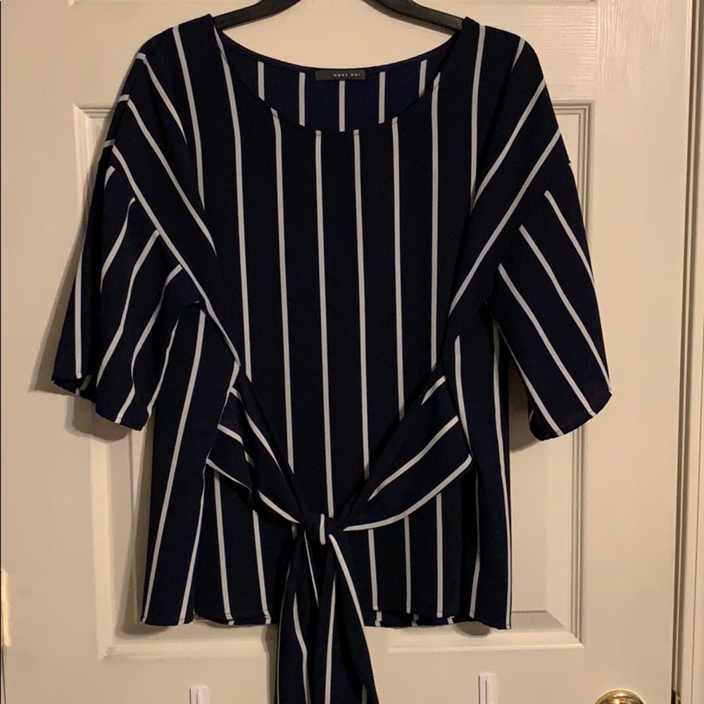 Adorable West Kei Navy Striped Blouse